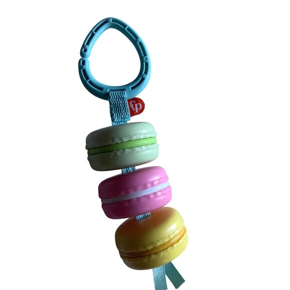 Fisher-Price Macaron Themed Clip-On Baby Teether Toy Multi-Color Soft Rattle - Picture 3 of 5